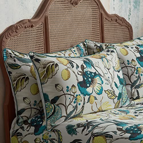 EW by Edinburgh Weavers Morton Pillowcase Pair – Bold Floral Cotton Sateen, 200 Thread Count (Teal – 50 x 75cm)