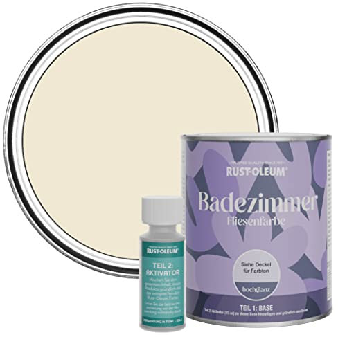 Rust-Oleum Peinture Beige Résistante à l'eau pour Carrelage de Salle de Bain, Finition Brillante - Calcaire 750ml