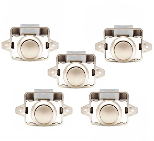Hotiko Serrure de Sécurité Bouton Poussoir Armoire Porte pour Camping-car Caravane 5 Pièces (Or) ABS