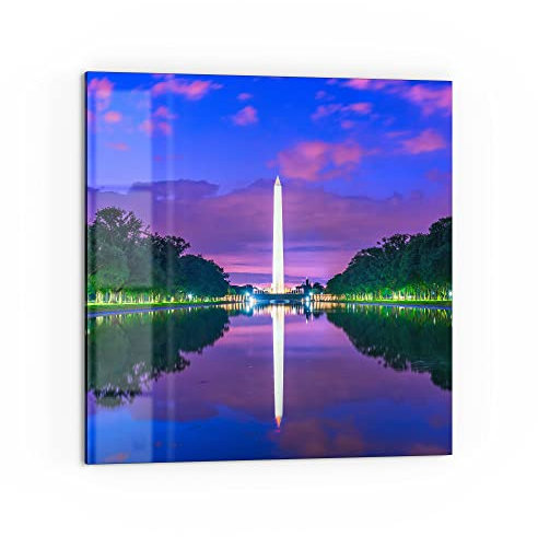DEQORI Küchenrückwand Glas | Motiv Washington Monument | 60x60 cm | Bad- oder Herd-Rückwand | Herdblende Spritzschutz für Küche & Badezimmer | Moderne Deko für Fliesenspiegel