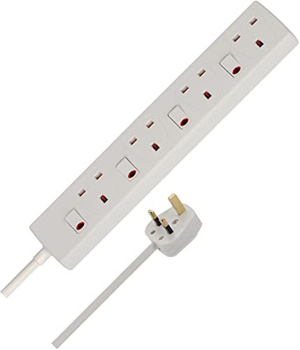 Brennenstuhl 4-Way Extension Lead with individual switches (2m cable, Power Strip with 90° angle of sockets)