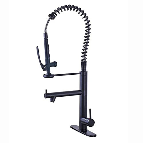 Black Boost Deck Mounted High Style Spring Pull Out Kitchen Sink Faucet Kitchen Tap,Black Bronze B