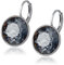 XUPING Runde Kristall Ohrringe Hängend Creolen Glitzernde öSterreichische Kristalle Elegante Ohrringe Silber Schmuck Geschenke FüR Damen(Black)