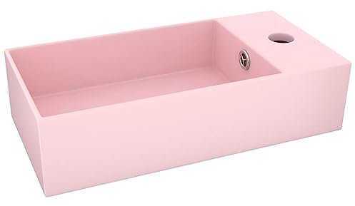 vidaXL Lavabo de Salle de Bain avec Trop-plein Vasque à Poser de Toilette Lave-mains de Cuisine Salle Cosmétique Maison Céramique Rose