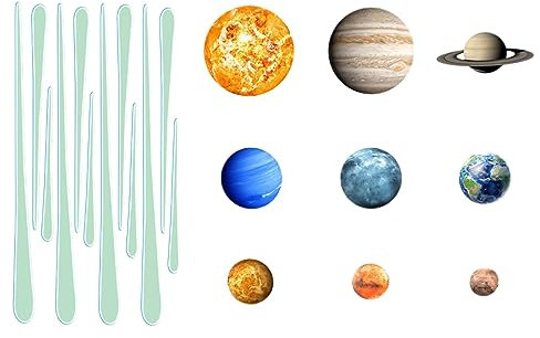 OSALADI Educational Planets Design Wall Sticker Night Glowing Wallpaper for Boys and Girls Decor