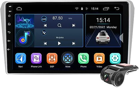 CarPlay GPS-Haupteinheit für Toyota Avensis 2002–2008, DAB+Radio, GPS, Navi, Bluetooth, Multimedia-Player, Touchscreen, FM/AM-Radio, Audio, Video, WiFi, DSP, DVR, USB, 22,9 cm (9 Zoll), 32 GB 8 Core