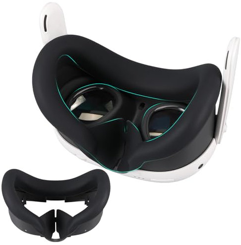 Baomaeyea Custodia in Silicone VR per Meta Quest 3, Copertura in Silicone Viso VR Compatibile con Meta Quest 3 VR Headset Impermeabile al sudore Accessori VR(nero)