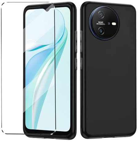 Coque et 1Pcs Verre trempé Protection Compatible with Oscal Tiger 12 Coke Coque de Protection Compatible with Oscal Tiger 12 étui Housse Etui Protection et protège écran Antichoc,Black