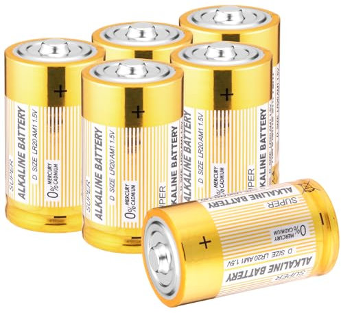 CICMOD Batterie Alcaline Pile D Confezione da 6 Batteria Alcaline LR20 per Dispositivi Quotidiani