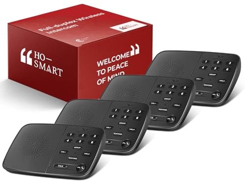 Hosmart UltraSpeak Intercoms Wireless for Home, Full Duplex Wireless Intercom System for Home Use, House Intercom Two Way Real-time Intercom System for Business with 1200 Feet Range (4 Packs)