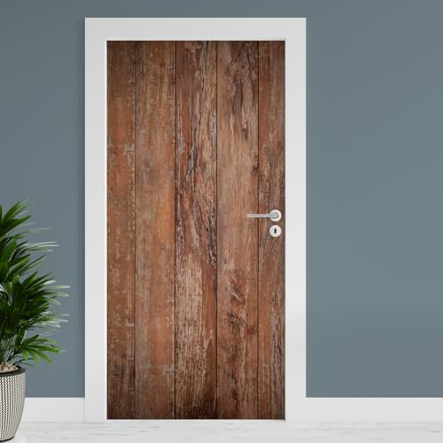 Finest Folia Türfolie 90x200 cm Türtapete Türposter Folie für Tür Wohnzimmer Kinderzimmer Küche Türaufkleber Bad Aufkleber selbstklebend TF01 (31 Altes Holz)