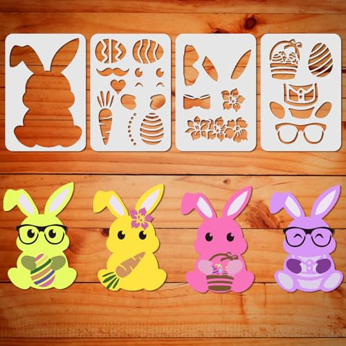 ORIGACH Osterhase Schablonen Set, Malerei Schablone, Wiederverwendbare DIY-Bastelschablonen, Wand Malen Schablonen, Malschablone für Malerei Holz Wand Deko, 30×30 CM