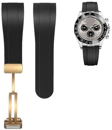 KLVN 22 mm gebogenes Ende Gummi Armband für Rolex Submariner Daytona GMT Yacht-Master Silikonband Schwarz Uhrenarmband Sport Armband, 22 mm, Achat