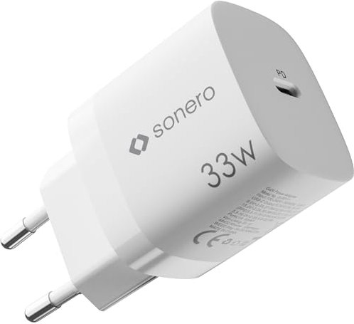 sonero USB C Ladegerät, Ladestecker Adapter, Netzteil 33 Watt Schnellladegerät kompatibel mit Apple iPhone 15, Samsung, Tablet, Laptop UVM, GaN PD Charger, Weiß