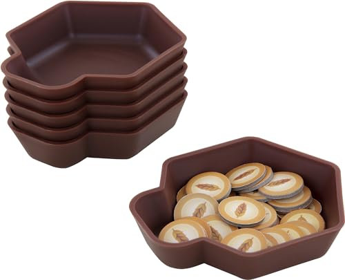 Feldherr Shell Expansion Pack - 6 farbige Schälchen für den Brettspiel-Tisch zum Sortieren für Token, Markern, Meeples, Spielzubehör und Kleinteilen, Farbe:Braun