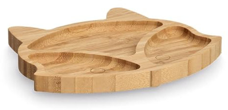 Zeller 25640 Assiette à goûter Renard en bambou, env. 23 x 19,5 x 1,8 cm