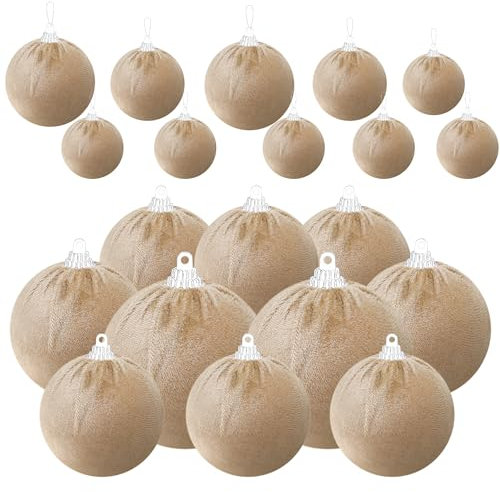 Gresorth Decorazione DIY Natale Albero Velluto Appeso Tessuto Avvolto Palla Fatto A Mano Sphere Ornamento Casa Armadietto Tabella Cucina Cachi 10 Pezzi