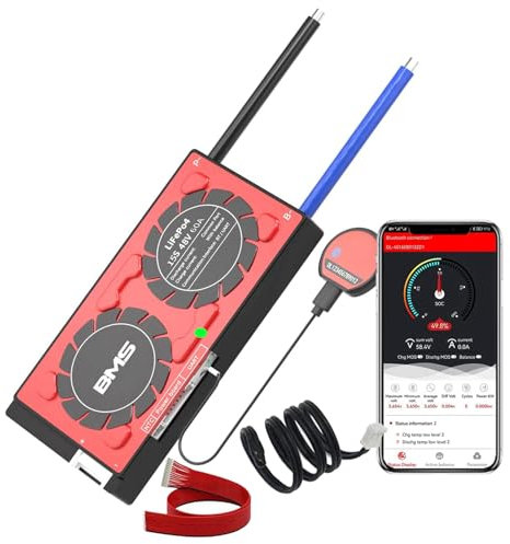 ZTZBFGM Neu 15S 48V 60A Smart BMS Programmierbar Batterieschutzplatine mit Balancer und BT APP/Aktivierungstaste für Lithium Akku LFP Pack Zelle Ladegerät Auto Bootsmotor,60a uart+485+bt+can