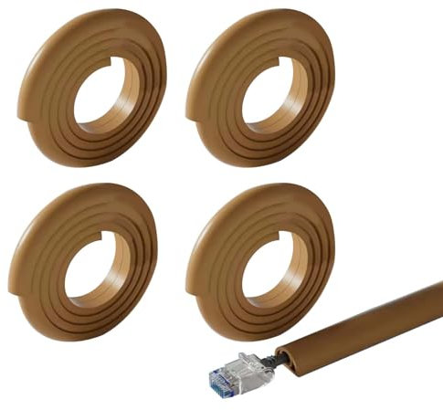 Xafrstyu Cable Trunking Kit, Electrical Cable Trunking with Self Adhesive, Trunking for TV Cables, Decorative Self-Adhesive Cable Cover (4M,Brown)