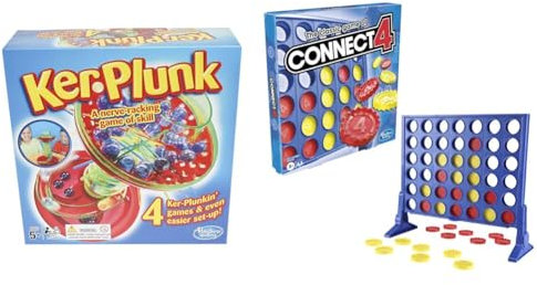 Hasbro Gaming Kerplunk Game & The Classic Game of Connect 4 Strategy Board Game; 2 Games for Kids Aged 6 and up; 4 in a Row