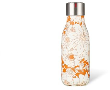 LES ARTISTES Paris A-4287 Bottle'Up, Thermos 280 ml, Gourde isotherme sans BPA, Réutilisable, Garde au chaud 12h et au froid 24h, Acier Inoxydable, Design Orange Flower