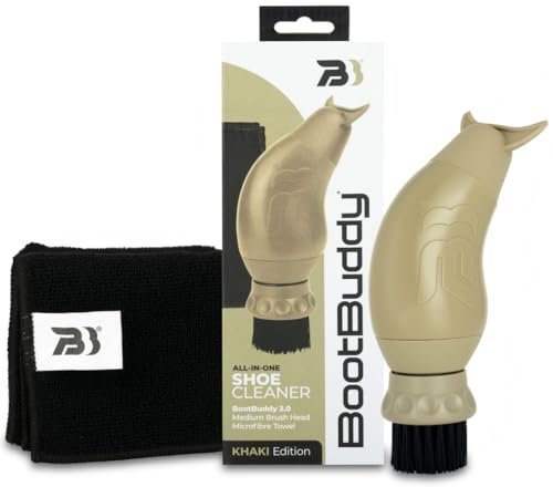 Boot Buddy Boot & Brush Cleaner - Kit with Towel (Kaki) - Cleans Mud & Dirt from Football, Rugby Boots, Hiking & Walking Shoes, Sports & Golf Shoes in Minutes