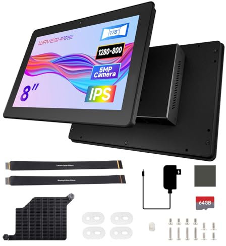 Waveshare Industrial HMI All-in-one Touch Display, Compatible with Raspberry Pi 5, Supports Dual 4K HDMI Output, 10-Point Touch, Optical Bonding, 8inch Display, NOT Include Raspberry Pi 5-4GB