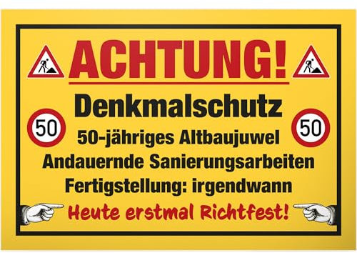 DankeDir! Denkmalschutz 50 Jähriges Altbaujuwel - Schild 30 x 20 cm - 50. Geburtstag Geschenk Männer & Frauen Geburtstagsgeschenk 50er - Partydeko Geburtstagskarte Geschenkidee Geburtstagsdeko