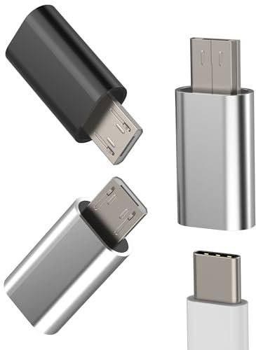 USB C to Micro USB Male Adapter (Pack of 3) Compatible with Samsung Converter Cable Type C Female Connector Plug Charger Adapters MicroUSB Power