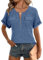 Gemulate Womens Tops Plus Size Clothes Ladies Dressy Tee Shirts V Neck T-Shirts for Women Ladies Casual Outfit Cap Sleeve Trendy Blouses Going Out Tunic Blue XL