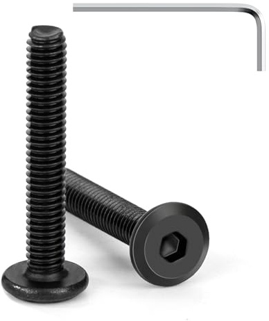 Tunejoy Flachkopfschrauben Schwarz M4 x 25 mm Flachkopf Schrauben Edelstahl A2 V2A Möbelschrauben Innensechskant Vollgewinde mit Inbusschlüssel 20 Stück