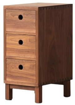 ADYHBFGT Mesita de noche con cajones y tres cajones, color negro nogal cerezo, mesita de noche de madera maciza, armario de almacenamiento simple Mesitas de Noche para dormitorio
