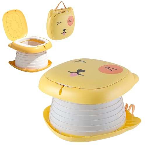 Pot Bebe Toilette Portable, Mini Toilette Enfant, Pot Pliable Enfant Voyage, Toilette Portable, Pot Pliable pour Voyage, Idéal pour Apprentissage de La Propreté, Intérieur Et Extérieur (Orange)