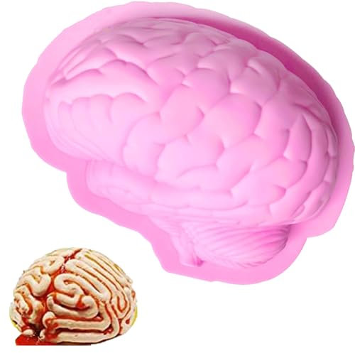 Gehirn Silikonform,8.5'' Silikon Halloween Backform Gehirn Form Kuchenform Lustige Backform für Pudding, Kuchen, Schokolade