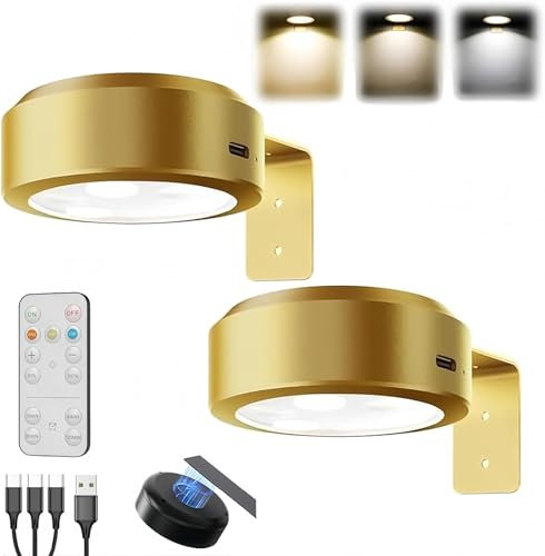 Aplique Luz Cuadros Sin Cable, Lampara Pared Recargable USB Focos LED Cuadro Mando a Distancia Luces Expositores Batería Lámpara Imagen Inalámbrica Luz Adhesiva Pared para Vitrina