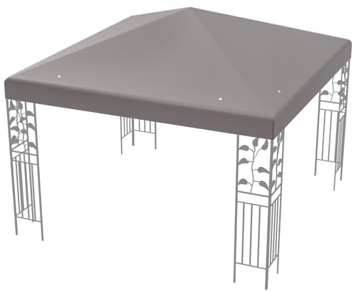 GOPLUS Toile de Rechange pour Tonnelle 3x3m, Toit de Remplacement Pliable pour Pavillon de Jardin, Auvent de Rechange Imperméable en Polyester (Gris)