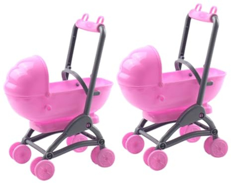 BESTonZON 2 Stück Mini Puppen-Kinderwagen Spielzeug Realistisches Puppenzubehör Für Kinderzimmer Und Kindergarten Leicht Tragbar Für Rollenspiel Und Puppenhaus Dekoration