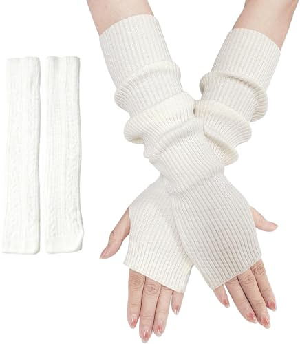 Lange Fingerlose Armstulpen,Handschuhe Winter Damen,Bequeme Warme Elastische Armstulpen,Retro-Strickhandschuhe,Gestrickt Vintage-Handschuhe Für Damen-Herrenmode-Accessoires Für Herbst/Winter