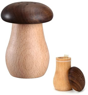 Wooden Toothpick Holder, Mushroom Shape,Home Kitchen Restaurant Accessories | wooden toothpick holder – sturdy, eco-friendly dispenser for kitchen, restaurant & bar. Compact & stylish tabletop accessory.