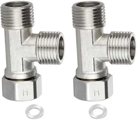 LatoYard 2 Stück 304 Edelstahl 1,27 cm DN15 T-Fitting Überwurfmutter Rohrverbinder für industrielle Wasserleitung, hohe Temperatur und Druck