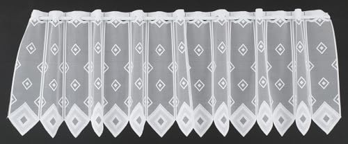 Gardinen Kranzusch Scheibengardine Quadrate 45x23 cm H/B weiß Bistrogardine Vorhang Küche 1er Pack
