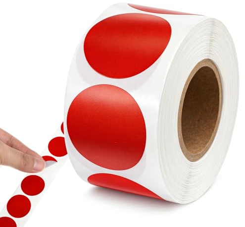 Rot Runde Aufkleber, 2.5 cm, 500 Stück,Rot Punktaufkleber, Wasserfeste Kreisförmige Aufkleber, Farbkodierungsetikett für Büro, Geschäft, Zuhause, Klassenzimmer, Markierung