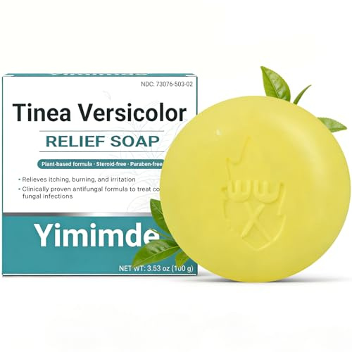 Yimimde Tinea Versicolor Relief Soap, Antifungal Bar with Tea Tree Oil, Plant-Based, Steroid-Free, Paraben-Free, 100g
