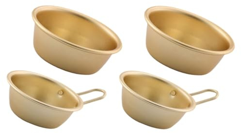 LAPYAPPE Set 4pezzi Scodelle Dorate in Alluminio per Makgeolli Coreano, Ciotole per Riso e Vino, Adatte per Ristorante e Uso Familiare