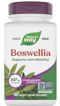 Nature's Way Boswellia Premium Extract, Supports Joint Mobility*, 307 mg Boswellia serrata Extract per Serving, Frankincense Supplement, Gluten Free & Vegan - 60 Tablets (Packaging May Vary)
