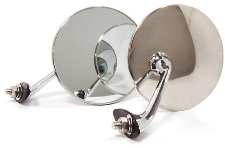 Classic Car Stainless Steel With Diecast Chrome Arms, Round Exterior Mirrors - Pair - 313