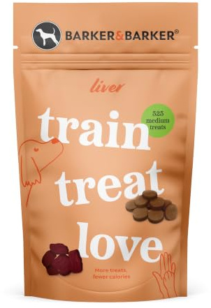 Barker and Barker 525 Medium Liver Dog Training Treats, for Medium Dogs | Grain Free, Low Calorie, Low Fat, High Protein & B Vitamins, 12mm Size, Human Grade, No Artificials, Made in the UK