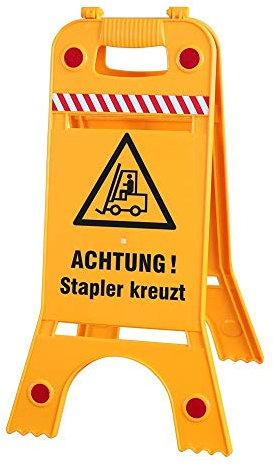 Warnaufsteller Dachaufsteller - Achtung ! Stapler kreuzt - Gr. ca. 28 x 64 cm - 308537/9 - Aufsteller - beidseitige Beschriftung