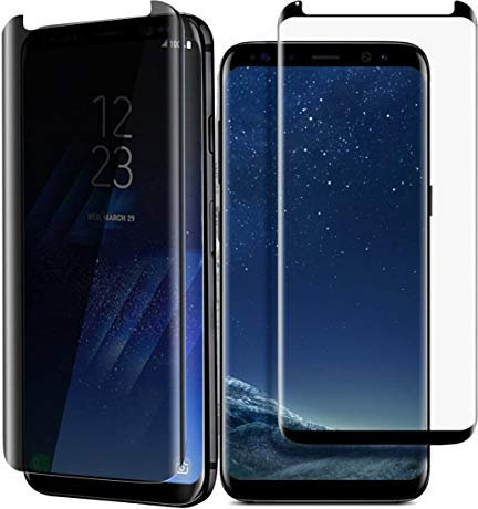 Foxcrypt Premium SCHWARZ 3D - Anti Spy Blickschutzfolie – Blickschutzfilter - Privacy Filter Gehärtete Panzerfolie Schutzfolie für Samsung Galaxy S8 - Displayschutz - Tempered Glass Protection Screen