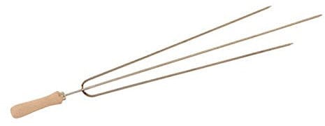 Food From Cyprus Set of 3 Stainless Steel Greek Cypriot Barbecue BBQ Grill Foukou Souvlaki Kebab 3-Prong Skewers with Wooden Handles